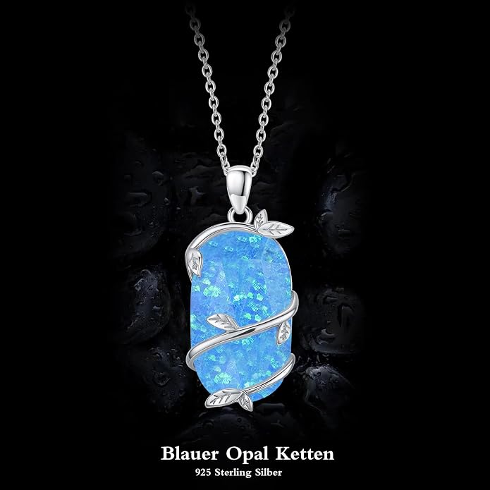 Bar Opal Leaf Necklace For Women S925 Sterling Silver White Opal Pendant with Leaf Charm Bar Pendant Jewelry Gift For Mom Daughter Wife