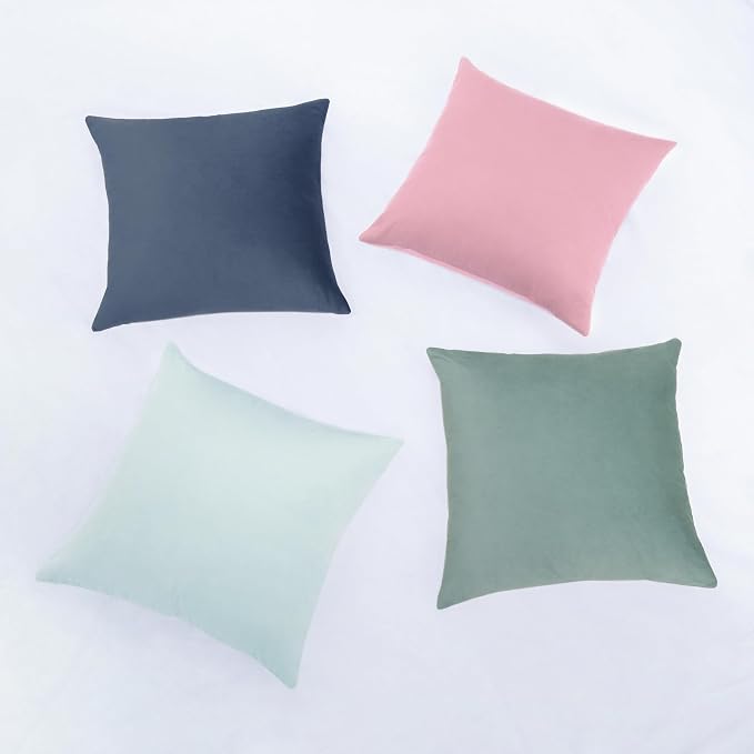 MONDAY MOOSE Decorative Throw Pillow Covers Cushion Cases, Set of 4 Soft Velvet Modern Designs, Mix and Match for Home Decor, Pillow Inserts Not Included (18x18 inch, Pink/Blue)
