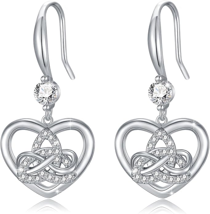 Celtic Knot Earrings 925 Sterling Silver Abalone Drop Dangle Celtic Earrings Gifts for Women