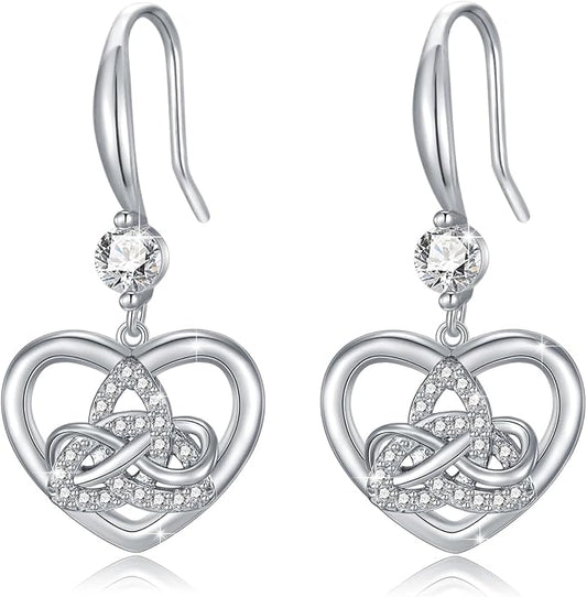 Celtic Knot Earrings 925 Sterling Silver Abalone Drop Dangle Celtic Earrings Gifts for Women