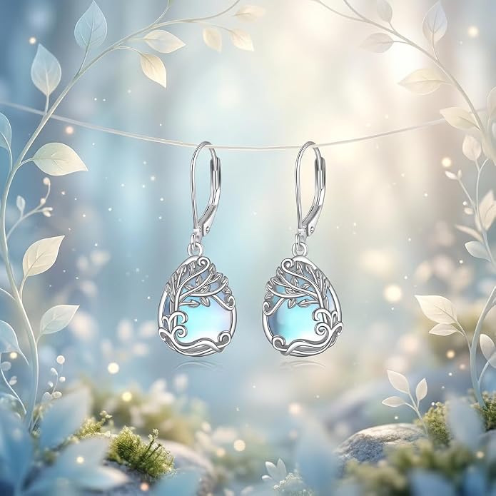 Teardrop Tree of Life/Filigree Earrings for Women Dangle Leverback Earrings Jewelry Gift Anniversary For Her