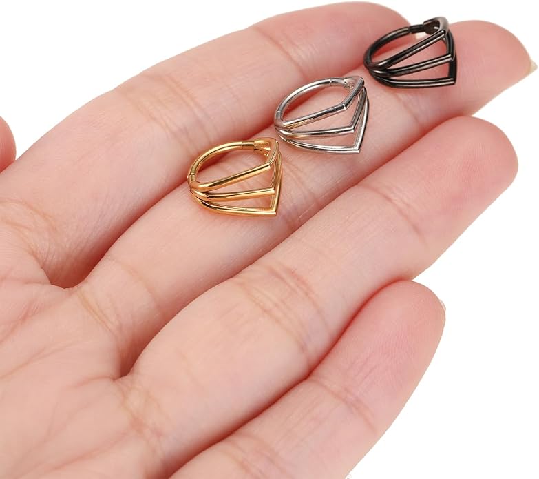 316L Surgical Steel Septum Clicker Ring Nose Ring Hoop Sleeper Hoop Earring Helix Rook Conch Cartilage Daith Tragus Earrings Lobe Nose Piercing Jewelry for Women
