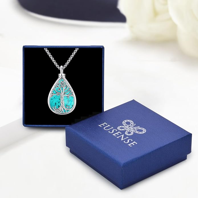 Turquoise Jewelry for Women Men 925 Sterling Silver Pendant Urn Necklaces for Ashes Picture Locket Necklace Thor Hammer Yggdrasil Virgen De Guadalupe St Michael Christopher Judas Witches Knot Necklace