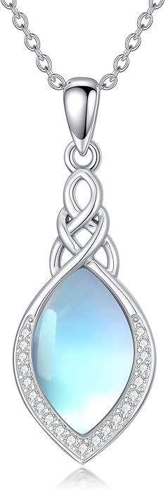 PELOVNY Celtic Knot Necklaces for Women 925 Sterling Silver Gemstone/Birthstone Teardrop Infinity Necklace Irish Celtic Pendant Jewelry Gifts for Mom Daughter Wife