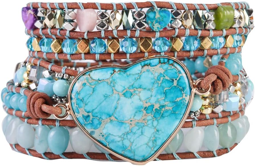 YGLINE Natural Stone Bracelet 3 Wraps Bracelet Handmade Boho Bracelet for Women Bracelet