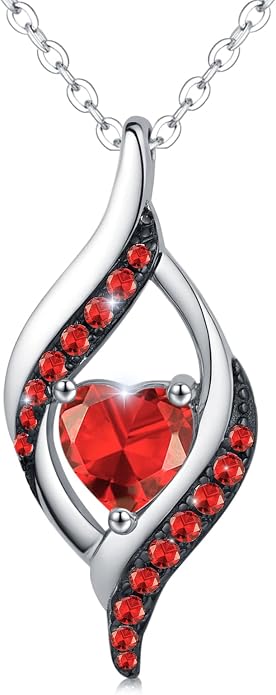 KiiKii Birthday Gifts for Women Birthstone Necklace Platinum Plated 925 Sterling Silver Forever Love Heart Pendant Meaningful Jewelry Gifts for Wife Mom