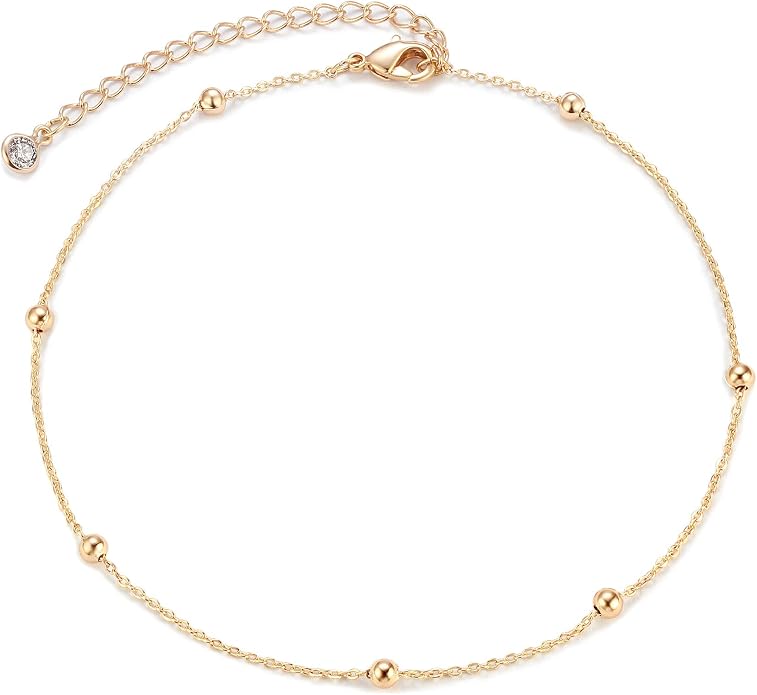 MEVECCO Anklet for Women Gold Chain 14K Gold Plated Dainty Boho Beach Summer Simple Foot Jewelry Ankle Bracelet