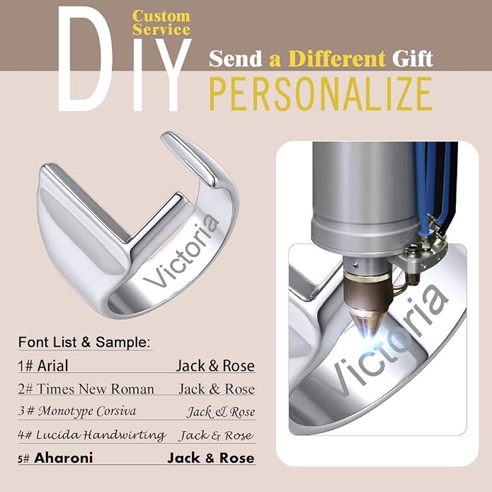 KeyStyle Bold Initial Letter Rings Adjustable, GoldChic Jewelry Women Gold Statement Ring Personalized Engraved Women’s Open Signet Ring for Party (Gold, White Gold, Black)