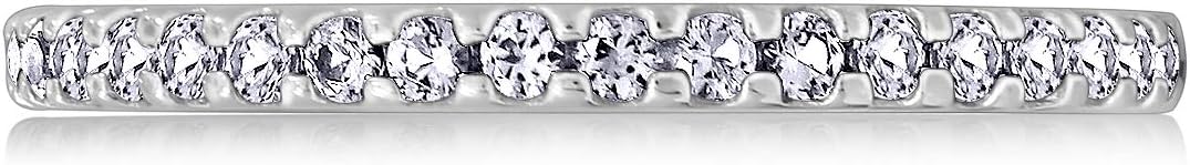 Amazon Essentials Platinum or Gold Plated Sterling Silver All-Around Band Ring set with Round Infinite Elements Cubic Zirconia