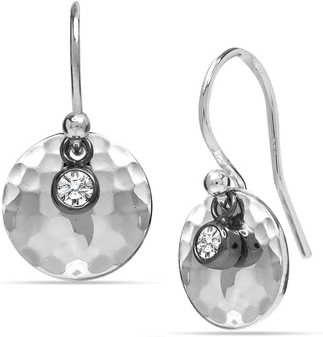 LeCalla 925 Sterling Silver Hammered Earrings for Women | Classic Handmade Textured Hammered Drop Dangle Earring Jewelry Gifts for Birthday Wedding Christmas