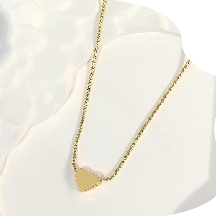 Airmb Heart Necklace for Women Gold/Silver Plated Trendy Heart Choker Lover Pendant Hypoallergenic Fashion Gold/Silver Necklace for Women Love Jewelry Gift for Women Girlfriend