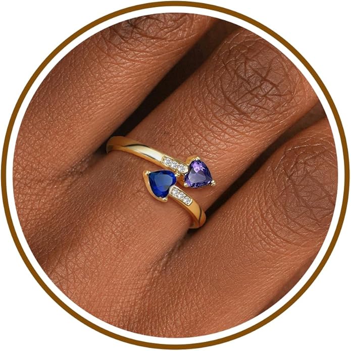 Btysun Mothers Day Gifts, Birthday Gifts for Women Non Tarnish Gold Rings Adjustable 1-12 Birthstone Rings Birthday Gift for Wife Mom Stocking Stuffers Promise Ring Anniversary Wedding Jewelry