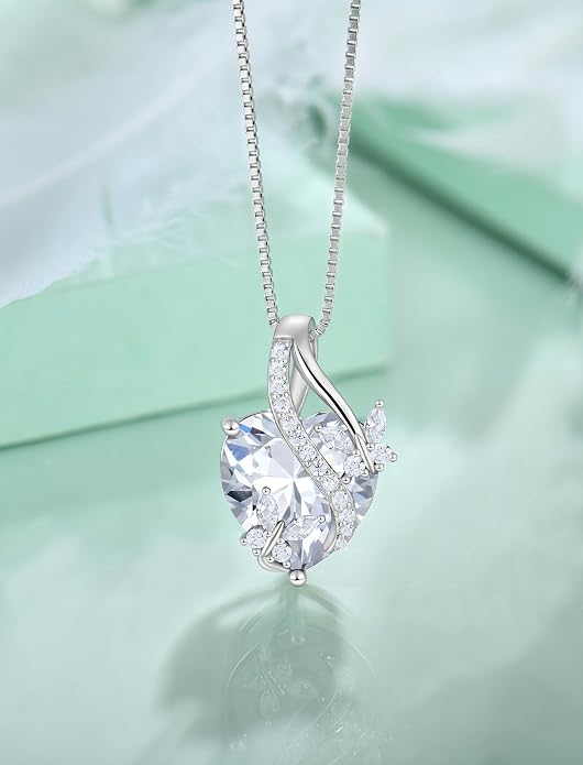 Butterfly Necklaces for Women Sterling Silver Infinity Heart Pendant Birthstone Jewelry Gift with 14k Yellow Gold/Rose Gold Plated