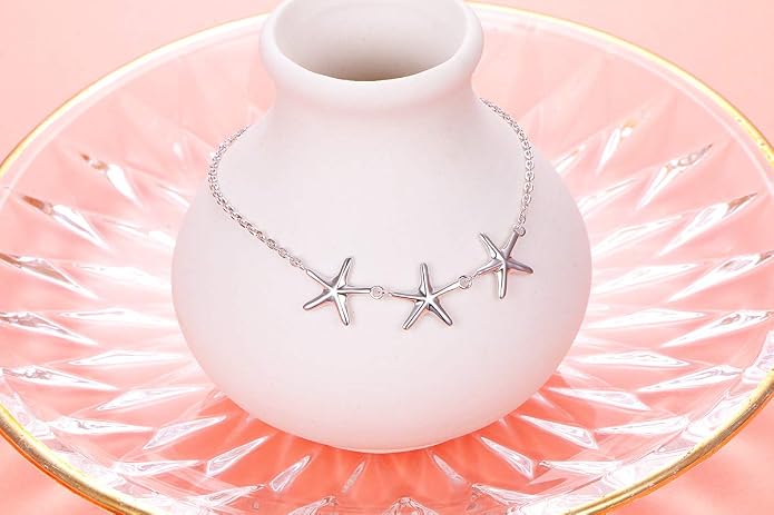 Alphm Anklet for Women S925 Sterling Silver Adjustable Foot Evil Eye Starfish Heart Bead Butterfly Celtic Knot Cross Multilayer Layered Ankle Bracelet Jewelry