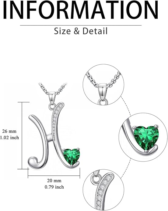 Birthday Gifts for Women Alphabet A to Z Initial Birthstone Pendant Necklaces for Women - 18k White Gold Plated Personalized Name Jewelry Anniversary Graduation Gifts for Wife Her Daughter Girlfriend(with Gift Box)