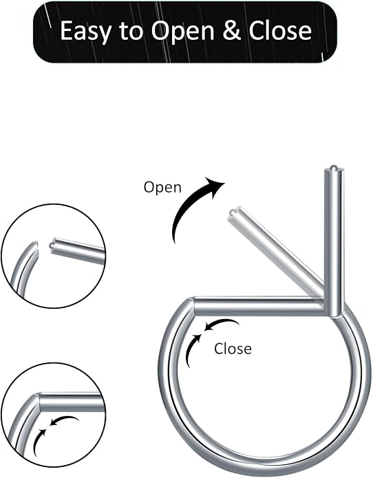 Oveta Titanium D Shaped Nipple Rings 14G for Nipple Piercing Jewelry Higned Segment Clicker Ring Hoops 11mm 12mm 14mm for Women Men, Silver Gold Black, 2PCS