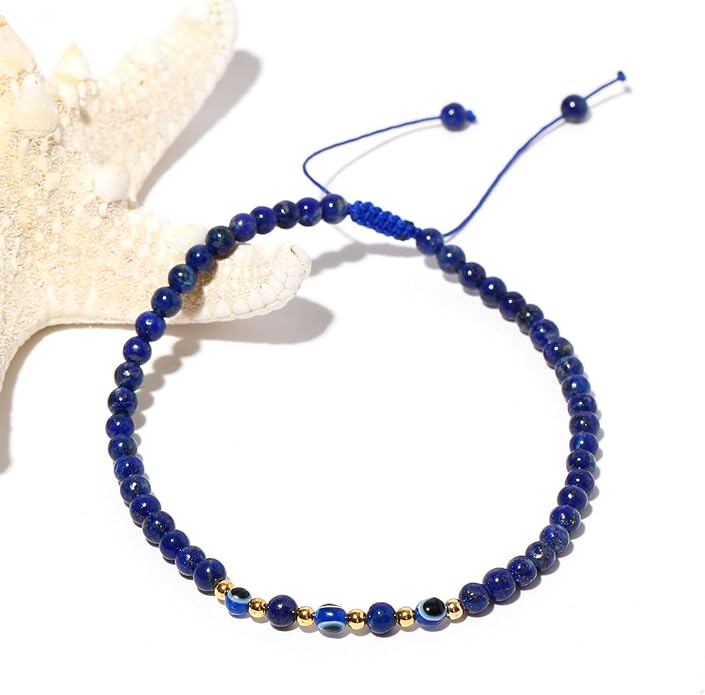 Evil Eye Ankle Bracelets for Women Beads Anklets Beach Accessiory Gemstone Healing Crystal Adjustable