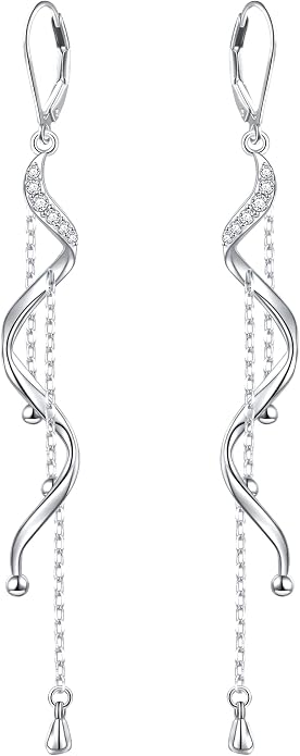 Sterling Silver Leverback Dangle Earrings for Women Teardrop Filigree 14K Gold Plated Dangly Earrings Mother’s Day Gift
