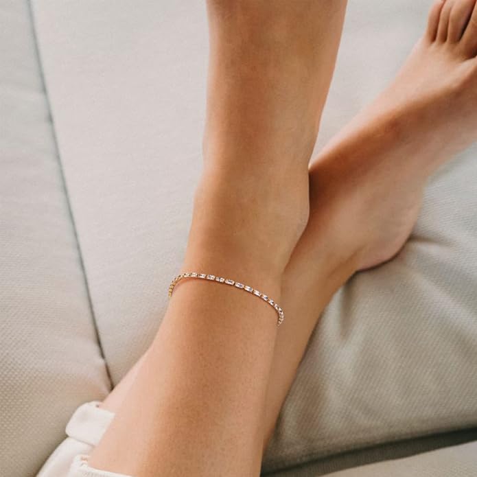 MEVECCO Anklet for Women Gold Chain 14K Gold Plated Dainty Boho Beach Summer Simple Foot Jewelry Ankle Bracelet