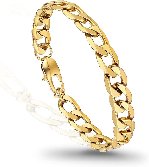 PROSTEEL Silver/Gold/Black Bracelets for Men Figaro Cuban Link, 6mm-13mm Width, 7.5"/8.3"/9" Length, Stainless Steel Mens Bracelet Jewelry with Gift Box