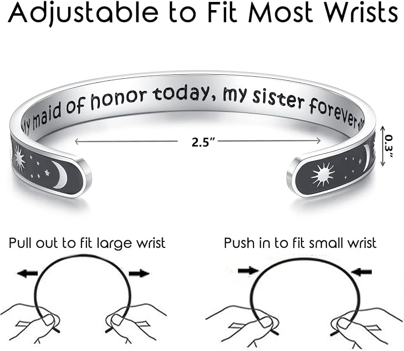 TONY & SANDY Inspirational Bracelets for Women Teen Girls Personalized Gifts for Daughter Granddaughter Mom Sister Friends Stainless Steel Engraved Cuff Birthday Easter Christmas