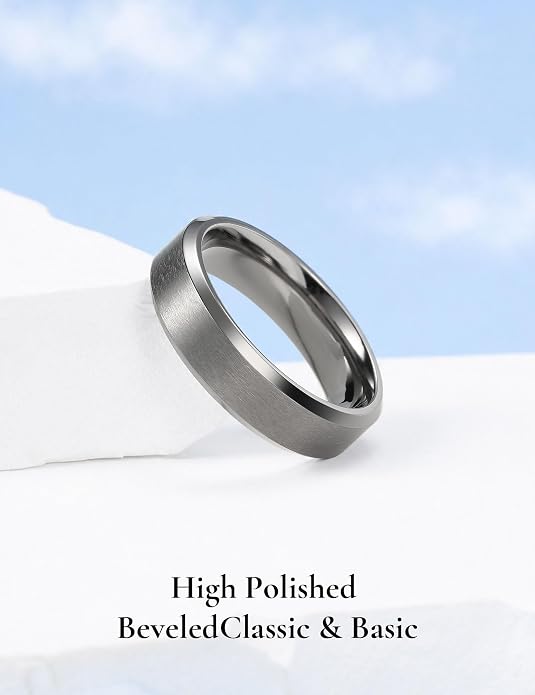 King Will Titanium Wedding Band for Men Women- 3-10mm Width Black/Sliver/Gold High Purity Titanium Promise Wedding Ring Comfort Fit for Daily Wear Size 6-14