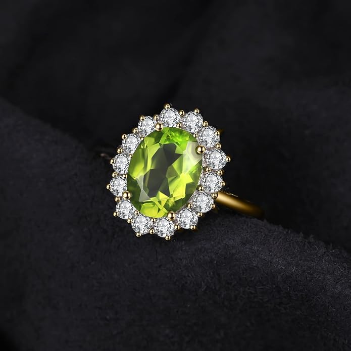 JewelryPalace Princess Diana Kate Middleton Class Gemstone Birthstone Sapphire Halo Engagement Rings for Women, Anniversary 14K White Yellow Rose Gold Plated 925 Sterling Silver Promise Rings for Her