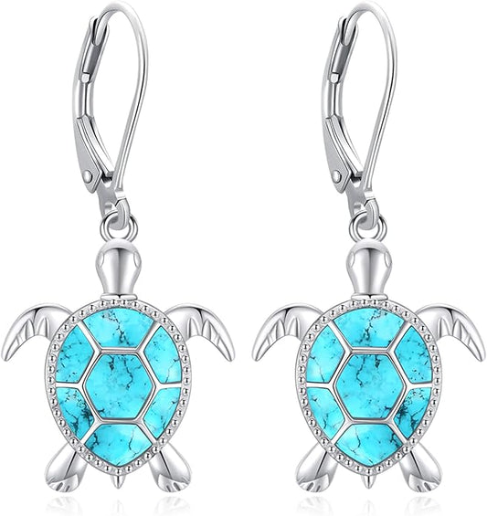 Tree of Life/Cat/Turtle/Butterfly/Flower/Celtic/Turquoise/Moonstone Dangle Earrings for Women Sterling Silver Cute Animals Drop Earrings Jewelry Gifts