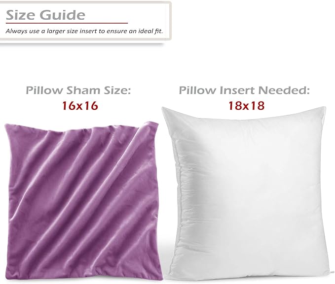 Nestl Throw Pillow Covers, Cozy Velvet Decorative Outdoor Pillow Covers 16 x 16 Inches, Soft Solid Cushion Covers for Sofa, Bed and Car, Set of 2 - Lavender Dream