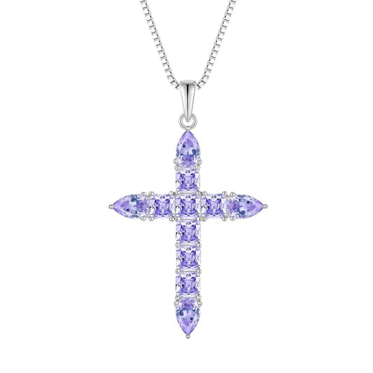STARCHENIE 925 Sterling Silver Cross Necklace for Women Birthstone Jewelry | 925 Sterling Silver Crucifix Pendant, Birthstone Jewelry, Christian Religious Gift for Her
