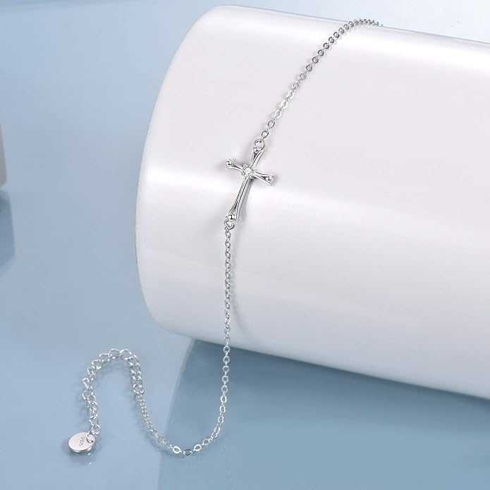 POPLYKE 925 Sterling Silver Infinity/Cross/Mermaid/Starfish/Pearl Anklet for Women Summer Jewelry