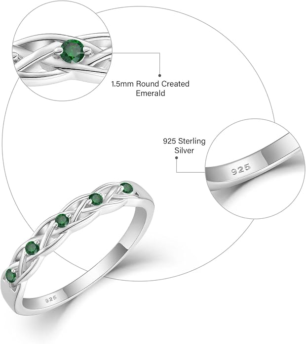Infinity Celtic Knot Ring 925 Sterling Silver Twisted Knot Birthstone Ring Statement Rings for Women Size 5-10