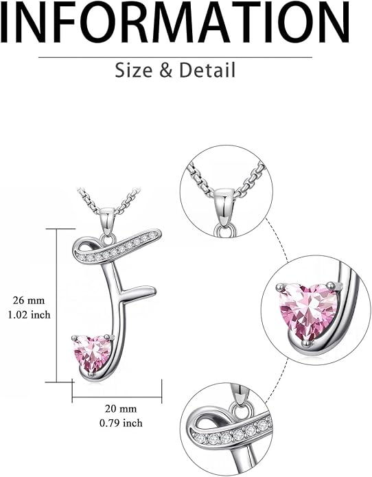 Birthday Gifts for Women Alphabet A to Z Initial Birthstone Pendant Necklaces for Women - 18k White Gold Plated Personalized Name Jewelry Anniversary Graduation Gifts for Wife Her Daughter Girlfriend(with Gift Box)