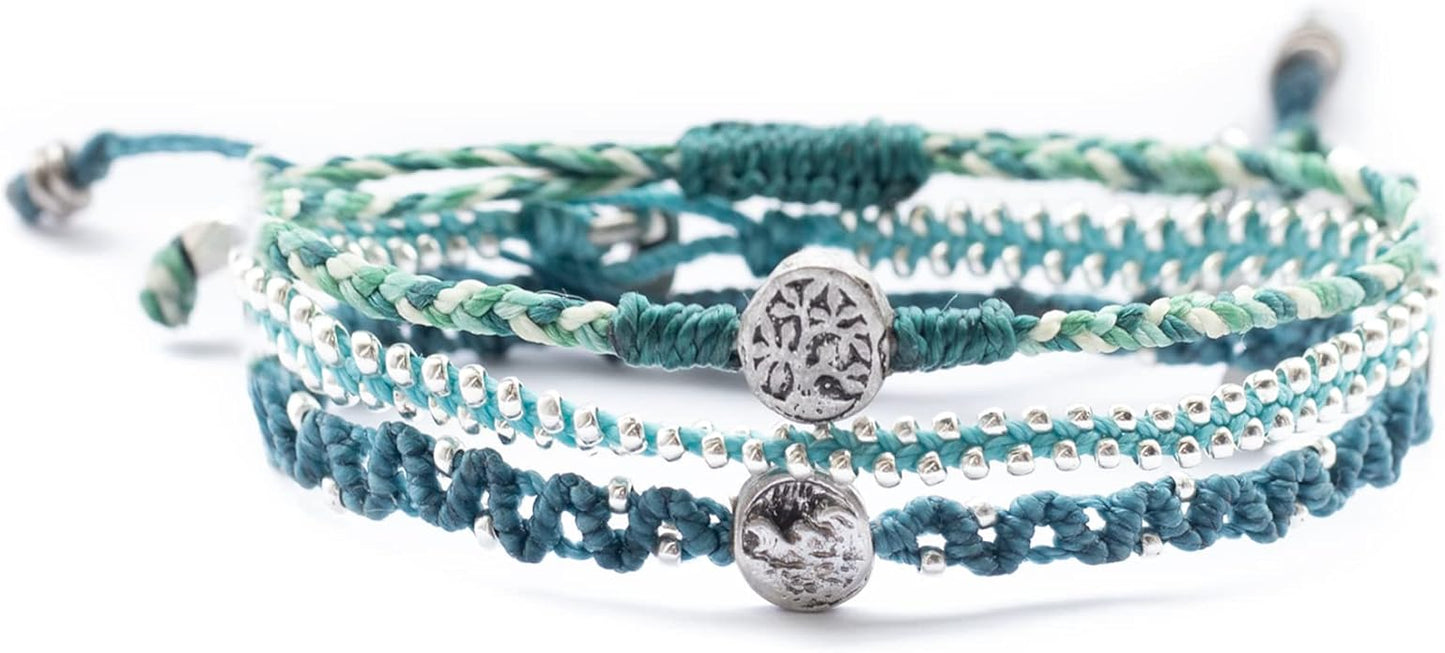 Wakami Boho Charm Bracelet Stack | Braided Beaded Stackable Bracelets for Women | Waterproof Fair Trade Handmade Boho Jewelry for Women and Men