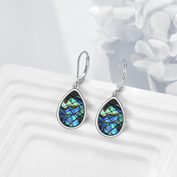 Abalone Shell Dangle Drop Earrings for Women 925 Sterling Silver Filigree Bohemian Earrings Jewelry Gift