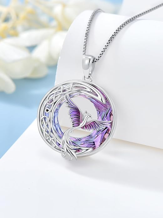 TOUPOP Phoenix Necklace 925 Sterling Silver Crystal Pendant Phoenix Rising Jewelry Women Birthday Mothers Day Gifts for Women