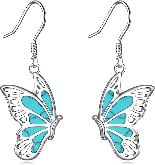 Butterflygold/Cat/dog/Dragonfly/Orca/Bee/Amber/Axolotl/Toothless/Hedgehog/Dragon/Snake/Horse/Mushroom/Anime/Dragonfly Earring for Women Sterling Silver Animals Drop Earring Jewelry Hypoallergenic (silver-butterfly)