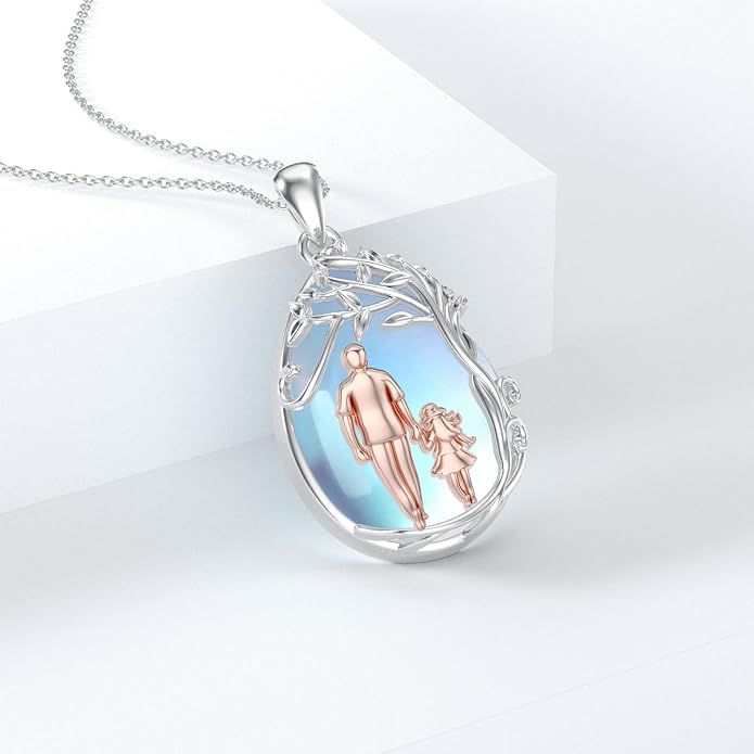 PROESS S925 Sterling Silver Daughter Heart Pendant Necklace from Dad Mom I Love You Forever Jewelry
