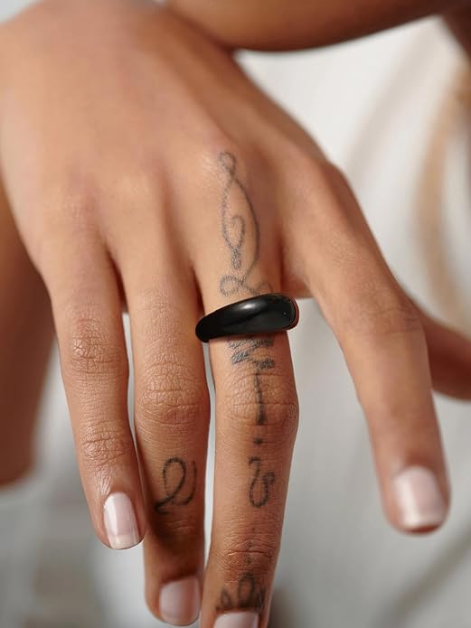 U7 Chunky Gold Dome Rings for Women, Stainless Steel/18KGold Plated/Black Statement Ring Non Tarnish Women Rings, Size 7-12