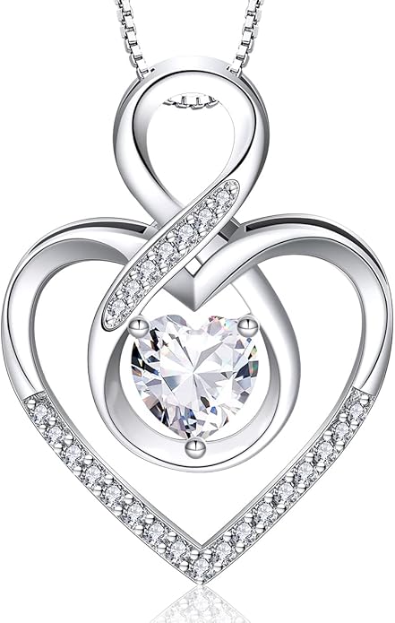 RIVIKO Infinity Heart Symbol Necklace for Women 925 Sterling Silver Love Heart Pendant Mothers Day Anniversary Birthday Christmas Jewelry Gifts for Women Mom Wife Sister Her Friends