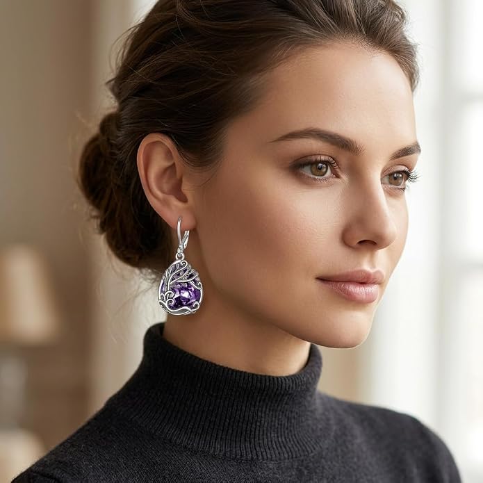 Teardrop Tree of Life/Filigree Earrings for Women Dangle Leverback Earrings Jewelry Gift Anniversary For Her