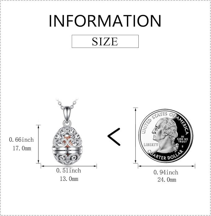 AXELUNA Fox Necklace Sterling Silver Easter Egg Necklace Fox Pendant Animal Jewelry Gifts for Women Girls Birthday Graduation Gift