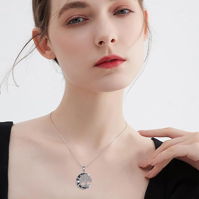 Sun and Moon Necklace 925 Sterling Silver Sun Moon Pendant Gemstone Jewelry Gifts for Women