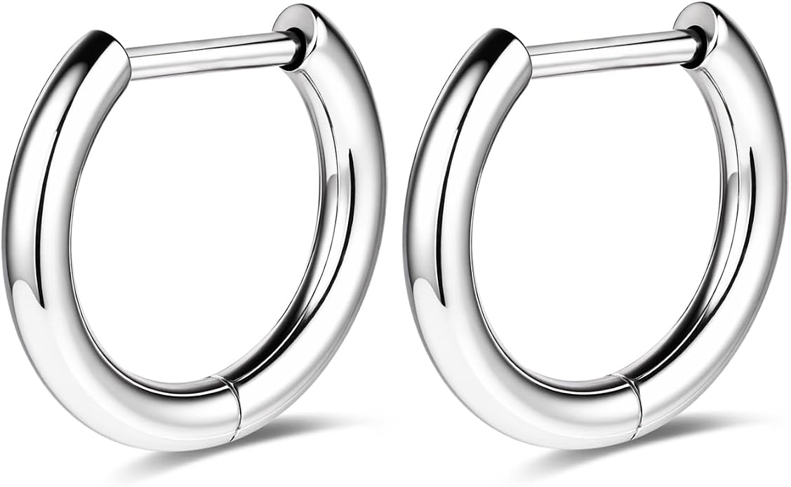 AOEDEJ G23 Titanium Hoop Earrings 18G Small Huggie Earrings Medical Grade Titanium Earring 8mm/10mm/12mm Cartilage Earring Hoop for Women Men Sensitive Ears