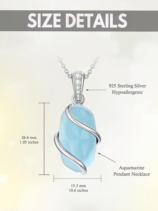 HPQQ Necklace for Women 925 Sterling Silver Dainty Gemstone Pendant Fine Jewelry Birthday Mothers Day Gifts for Mom Wife Her