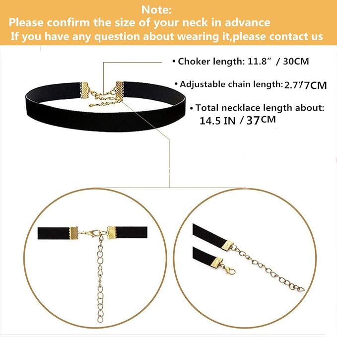 YOKER 40 Pcs Black Velvet Choker Necklaces for Womens Classic Adjustable Gothic Tattoo Lace Chokers Layered Black Choker Necklaces for Party Cosplay Christmas Birthday Gifts