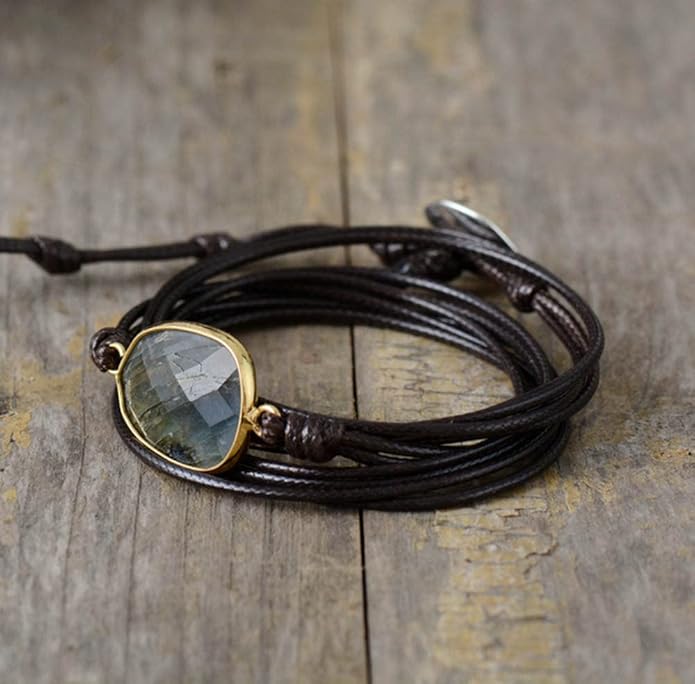 Women Wrap Bracelet Boho Natural Jasper Crystal Stone Beads Strand Bracelets