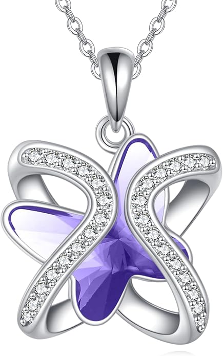 Crystal Necklace 925 Sterling Silver Crystal Pendant Necklace for Women Gift for Women