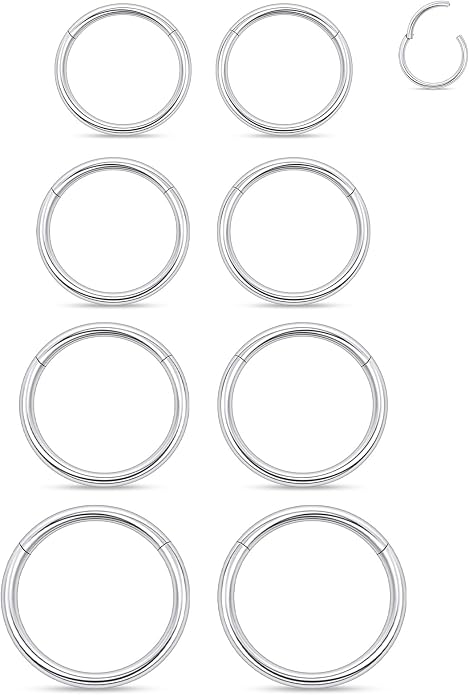 20G 18G 16G 14G 12G 10G 8G 6G Nose Rings Hoops 316l Surgical Steel Clicker Septum Lip Ring Tragus Helix Daith Rook Conch Snug Cartilage Lobe Earrings Hoop Piercing Jewelry For Women Men