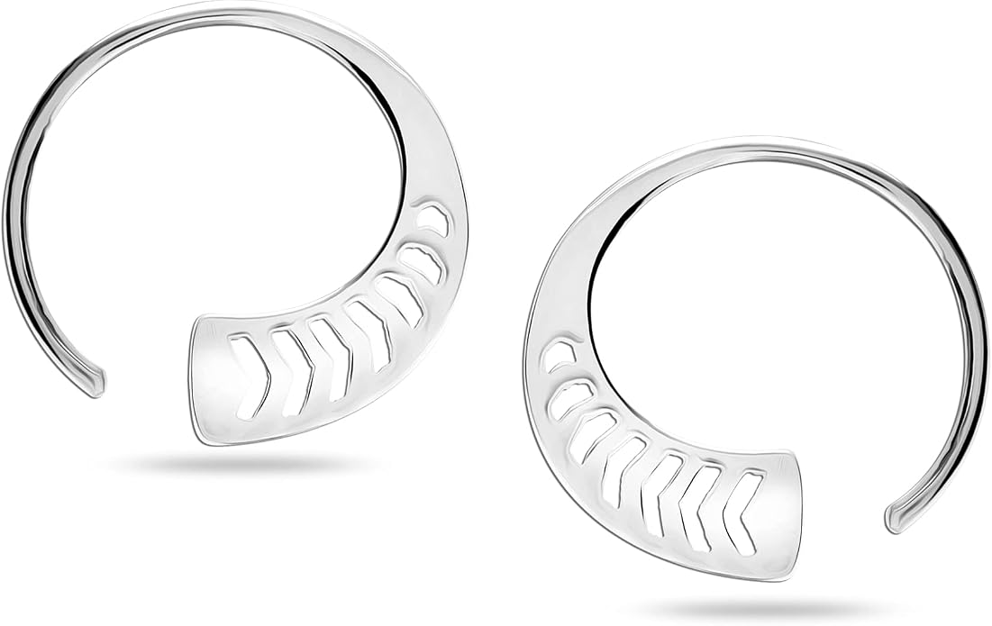 LeCalla 925 Sterling Silver Threader Earrings for Women | Handmade Wire Boho Hoops & Drop Earrings in Spiral, Heart, Bar Designs | Lightweight Pull Through Earring Jewelry Gift for Birthday, Anniversary